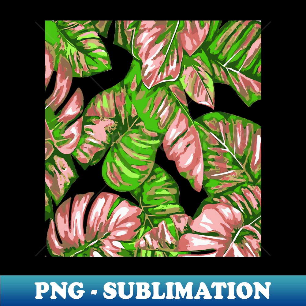 NH-20231114-21464_Tropical Leaves Of Banana and Monstera Pink Green Cut Out 2430.jpg