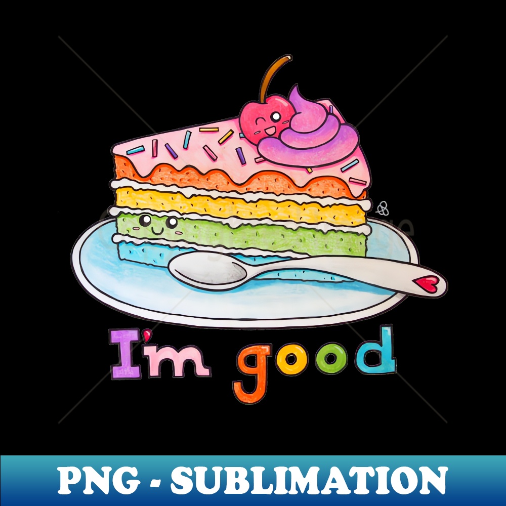 NK-20231114-11579_Im Good - A Slice of Rainbow Cake on a Plate with a Cherry on Top 4252.jpg