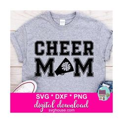 cheer mom svg - football cheerleader mom cut files for silhouette and cricut - includes dxf and png files too