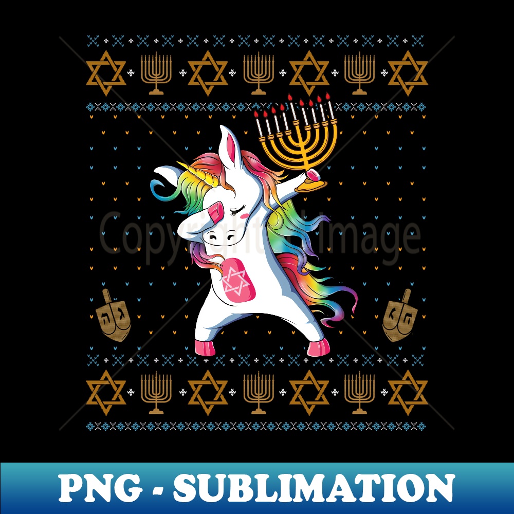 NS-20231114-12265_Jewnicorn Funny Hanukkah Unicorn Ugly Pajamas Long Sleeve 1.jpg