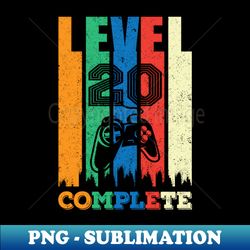 20th birthday level 20 complete gamer gift - sublimation-ready png file - stunning sublimation graphics