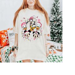 vintage disney pink christmas shirt, mickey and friends pink christmas shirt, disney christmas lights shirt, mickey's ve