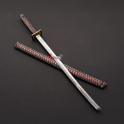 Hand forged swords, long swords, handmade swords, handmade Tensa zangetsu Anime Katana Sword, Damascus sword