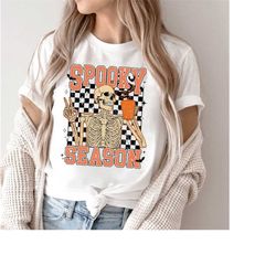 spooky season shirt, coffee skeleton shirt, skeleton shirt, halloween skeleton shirt, skeleton halloween, skeleton spook