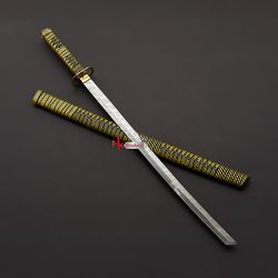 Damascus sword, handmade katana anime sword, hand-forged swords, long swords, and handmade tensa zangetsu sword