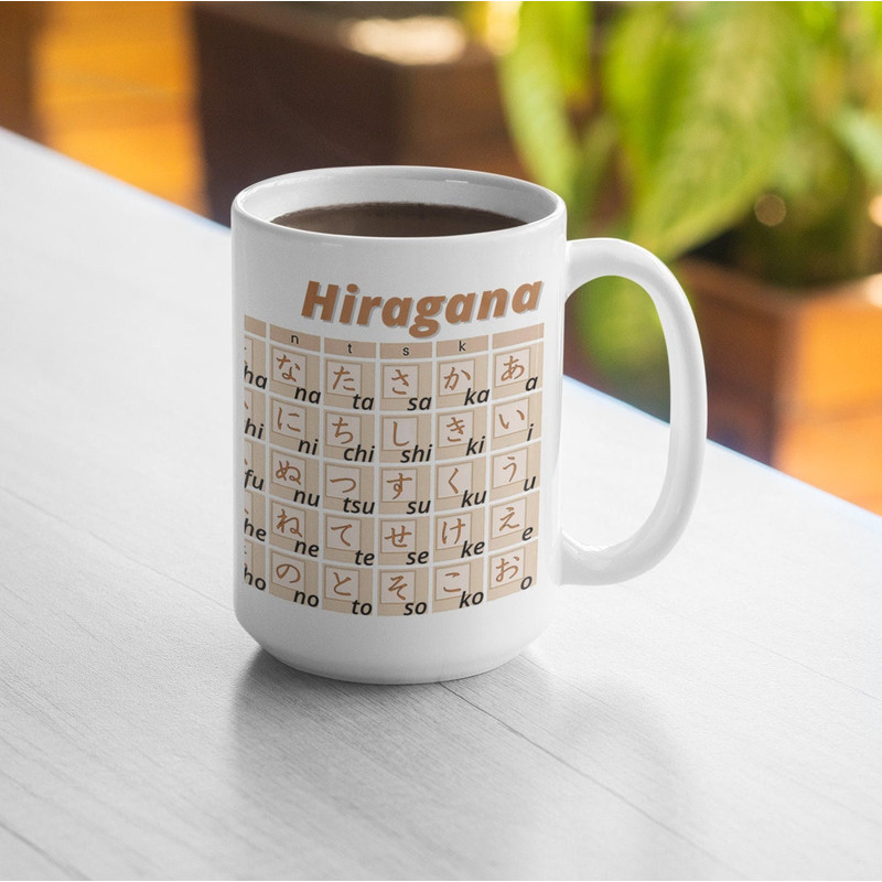 Hiragana Chart Mug, Learning Japanese Mug, Japanese Alphabet, Weeb Gift, big coffee mug, big tea mug.jpg