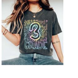 tie dye typography 3rd grade shirt, third grade teacher shirt, 3rd grade teacher shirt, third grade shirt, back to schoo