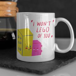 i wont lego of you mug, funny pun mug for him for her love mug, miss you gift mug for boyfriend mug for girlfriend valen