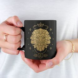 leo mug zodiac gifts astrology mug leo gifts horoscope birthday gift for her leo birthday july august cup black gold cof