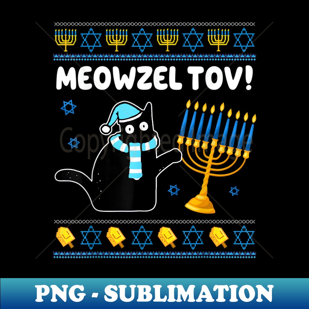 TD-20231114-14290_Meowzel Tov Chanukah Jewish Black Cat Hanukkah Ugly Sweater Long Sleeve.jpg