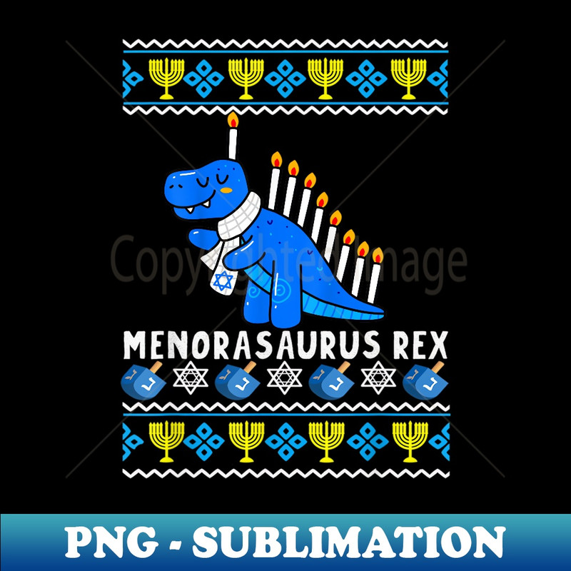TF-20231114-9824_Hanukkah Dinosaur Menorasaurus T Rex Dino Ugly Chanukah Boys Long Sleeve 2.jpg