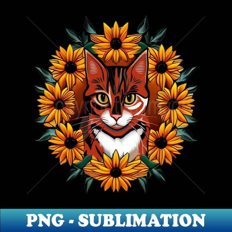 TI-20231114-3640_Calico Cat With Black-eyed susan Maryland State Tattoo Art 9901.jpg