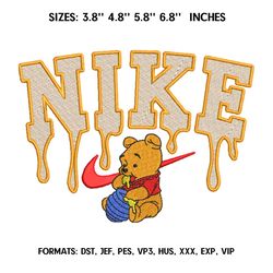 nike pooh embroidery design file/ nike winnie anime embroidery design/ swoosh pooh machine embroidery / design pes dst