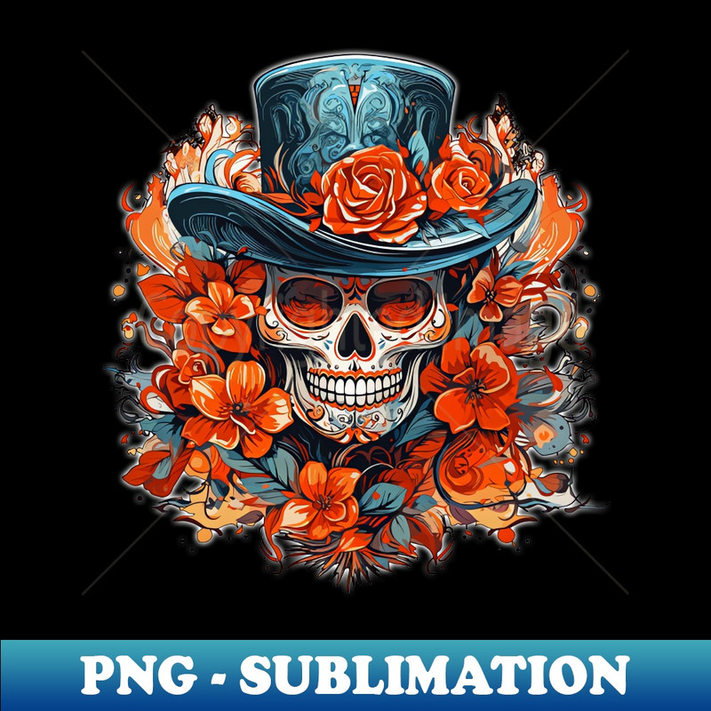 UD-20231114-6373_Dia de Los Muertos Day of the Dead Sugar Skull Tall Top Hat 4477.jpg