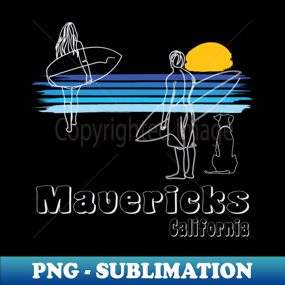 UM-20231114-14124_Mavericks California surf guy and girl with dog surfing line art 8753.jpg