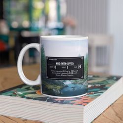 skyrim coffee mug, skyrim elder scrolls inspired mug, coffee stats