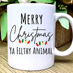 filthy animal coffee mug, funny christmas coffee cup, merry christmas mug