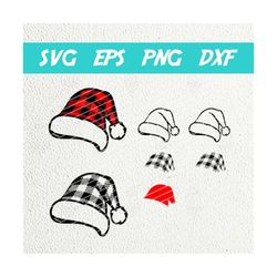 santa hat svg png, buffalo plaid christmas hat