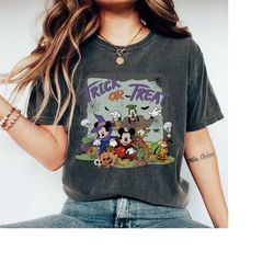 vintage disney mickey and friends halloween shirt, disney trick or treat shirt, mickey minnie shirt, halloween matching