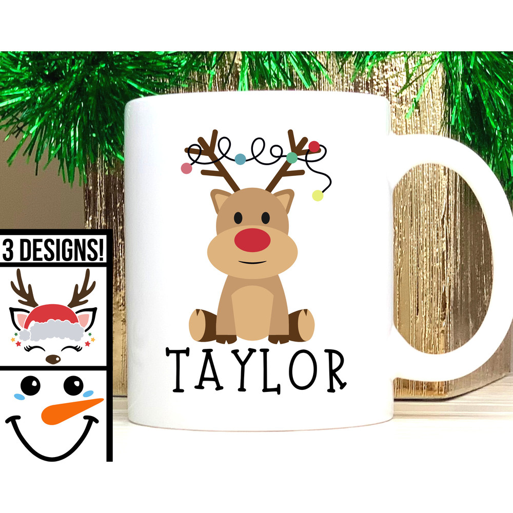 Personalized Christmas Reindeer Mug, Custom Name Coffee Mug, Personalized Snowman Name Coffee Cup, Personalized Gift, Unique Christmas Gift.jpg