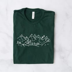 mountain christmas night t-shirt, minimal christmas t-shirt, christmas t-shirt, gift for nature lover, holiday apparel,