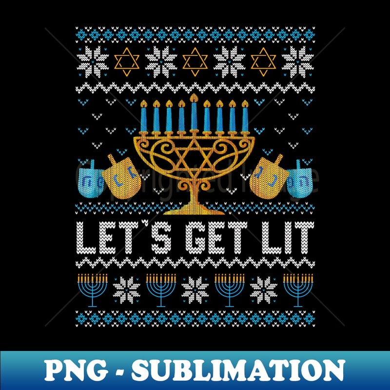 XL-20231114-13150_Let's Get Lit Chanukah Hanukkah Funny Ugly Christmas Sweater Long Sleeve.jpg