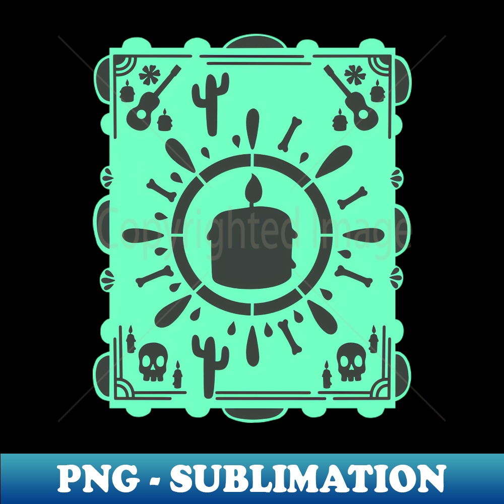 XQ-20231114-5972_Da De Los Muertos - Mint Green - Papel Picado - Black Candle 5091.jpg