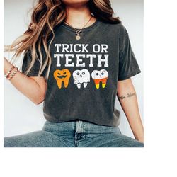 trick or teeth shirt, halloween dentist shirt, halloween dental shirt, halloween hygiene shirt, spooky halloween shirt
