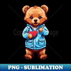 Cute Baby Bear with a heart - Vintage Sublimation PNG Download - Add a Festive Touch to Every Day