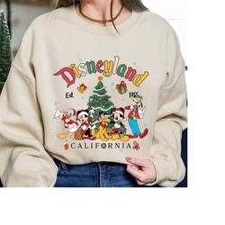 vintage disneyland christmas sweatshirt, mickey and friends christmas sweatshirt, christmas family shirt, disneyland swe