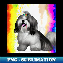 lhasa apso dog rainbow painting - png sublimation digital download - transform your sublimation creations