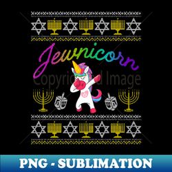 jewnicorn long sleeve dabbing jewish unicorn hanukkah pajama long sl - png transparent sublimation file - bold & eye-catching