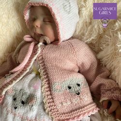 Sugarmice Girls - Baby Knitting Pattern. Baby cardigan knitting pattern.