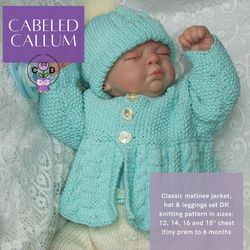Cabled Callum - Baby Knitting pattern. Baby pram set knitting tutorial.
