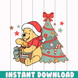 cute winni the pooh bear christmas svg cutting digital file