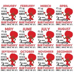 birthday black girl full months bundle svg, birthday svg, 12 months birthday svg