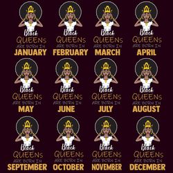 black queen birthday full months bundle svg, birthday svg, black queen svg
