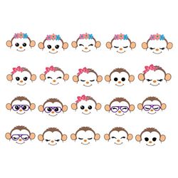 large set monkey faces svg, trending svg, animal svg, monkey svg, cute monkey svg