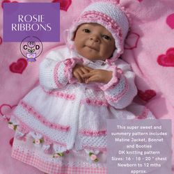 Rosie Ribbons - Baby knitting pattern. Baby Matinee set knitting tutorial.