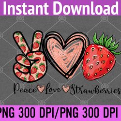 peace love strawberry farmer strawberries lover berry fruits png , digital download