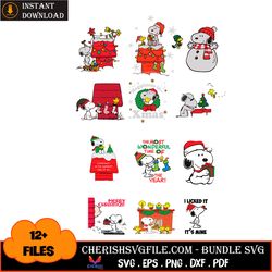 12 files of snoopy on christmas svg, merry christmas svg