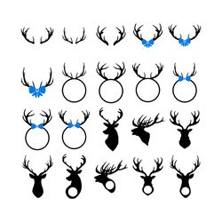 horns deer head bundle svg, trending svg, animal svg, set deer heads svg