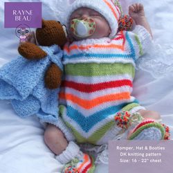RayneBeau - Baby Knitting pattern. Baby Romper all-in-one knitting tutorial.