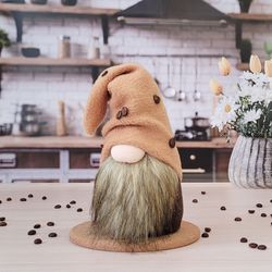 Cute coffee bar gnome. Tiered tray decor gift for coffee lovers