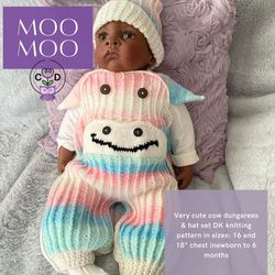 MooMoo - Baby knitting pattern. Baby dungarees knitting tutorial.