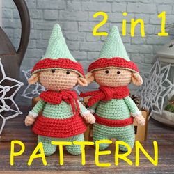 Christmas elf crochet pattern Christmas Santa's assistants crochet pattern Doll crochet pattern