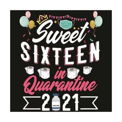 sweet sixteen in quarantine 2021 svg, birthday svg, quarantined birthday svg, 16th birthday svg, quarantine svg, 16 year