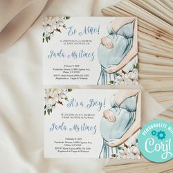 es nino, es nino invitacion, invitacion para nino, baby boy shower invitation, spanish baby shower, boy invitation