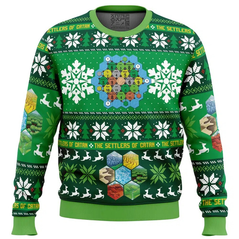 Christmas Settlers of Catan Board Games Ugly Hoodie 3D Zip Hoodie 3D Ugly Christmas Sweater 3D Fleece Hoodie