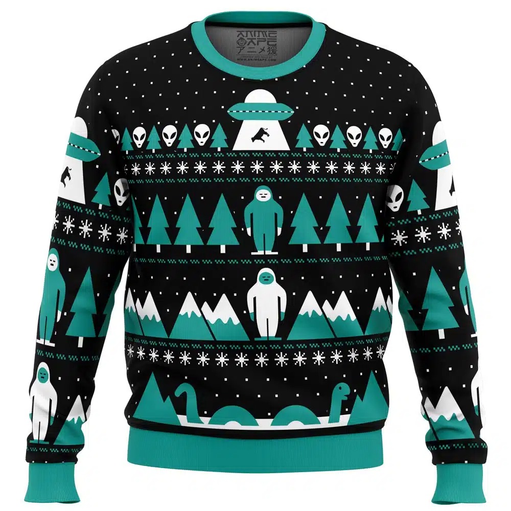 Paranormal Xmas Alien All Over Print Ugly Hoodie 3D Zip Hoodie 3D Ugly Christmas Sweater 3D Fleece Hoodie